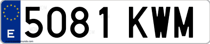 Ejemplo de matrícula de coche ordinaria 5081 KWM