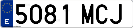 Ejemplo de matrícula de coche ordinaria 5081 MCJ