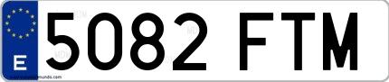 Ejemplo de matrícula española 5082 FTM