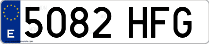 Ejemplo de matrícula de coche ordinaria 5082 HFG