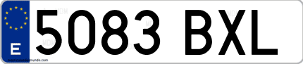 Ejemplo de matrícula de coche ordinaria 5083 BXL