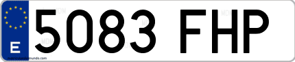 Ejemplo de matrícula de coche ordinaria 5083 FHP