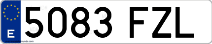 Ejemplo de matrícula de coche ordinaria 5083 FZL