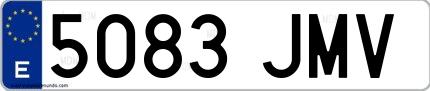 Ejemplo de matrícula española 5083 JMV