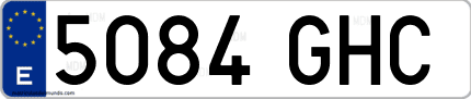 Ejemplo de matrícula de coche ordinaria 5084 GHC