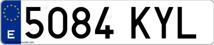 Ejemplo de matrícula española 5084 KYL