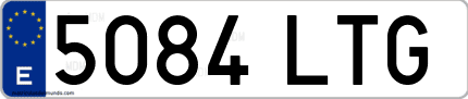 Ejemplo de matrícula de coche ordinaria 5084 LTG