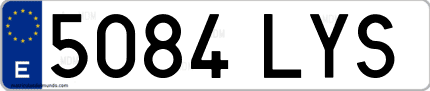 Ejemplo de matrícula de coche ordinaria 5084 LYS