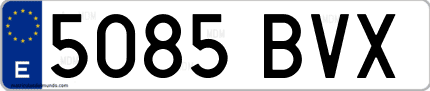 Ejemplo de matrícula de coche ordinaria 5085 BVX