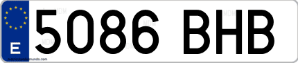 Ejemplo de matrícula de coche ordinaria 5086 BHB