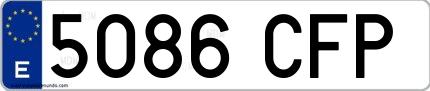 Ejemplo de matrícula española 5086 CFP