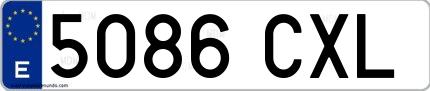 Ejemplo de matrícula española 5086 CXL