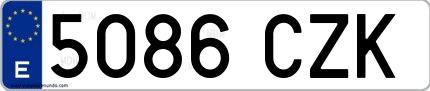 Ejemplo de matrícula española 5086 CZK
