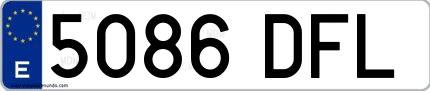 Ejemplo de matrícula española 5086 DFL