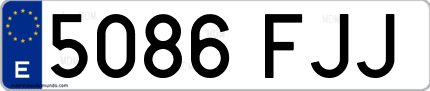 Ejemplo de matrícula de coche ordinaria 5086 FJJ