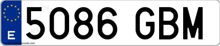 Ejemplo de matrícula española 5086 GBM