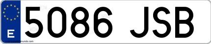 Ejemplo de matrícula española 5086 JSB