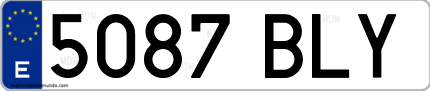Ejemplo de matrícula de coche ordinaria 5087 BLY