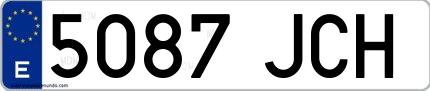 Ejemplo de matrícula de coche ordinaria 5087 JCH