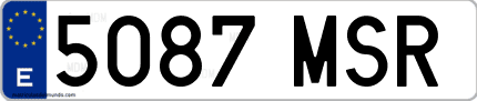 Ejemplo de matrícula de coche ordinaria 5087 MSR