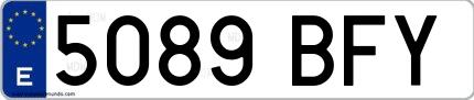 Ejemplo de matrícula española 5089 BFY
