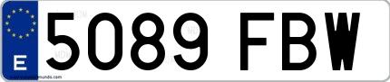Ejemplo de matrícula española 5089 FBW