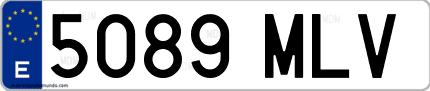 Ejemplo de matrícula de coche ordinaria 5089 MLV