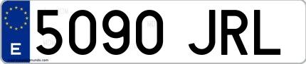 Ejemplo de matrícula española 5090 JRL
