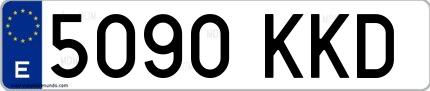 Ejemplo de matrícula española 5090 KKD