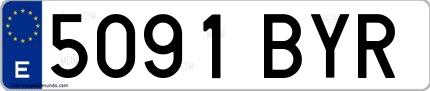 Ejemplo de matrícula de coche ordinaria 5091 BYR