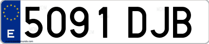 Ejemplo de matrícula de coche ordinaria 5091 DJB