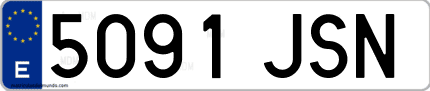 Ejemplo de matrícula de coche ordinaria 5091 JSN
