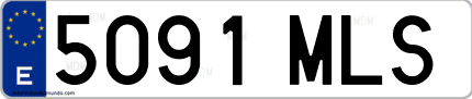 Ejemplo de matrícula de coche ordinaria 5091 MLS