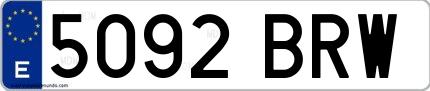 Ejemplo de matrícula española 5092 BRW
