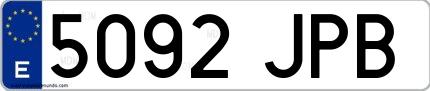 Ejemplo de matrícula de coche ordinaria 5092 JPB