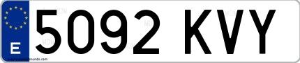 Ejemplo de matrícula española 5092 KVY