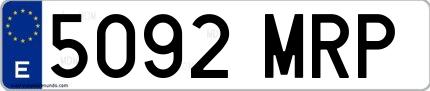 Ejemplo de matrícula española 5092 MRP