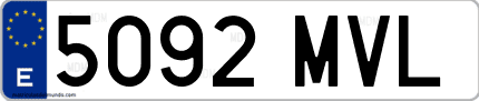 Ejemplo de matrícula de coche ordinaria 5092 MVL