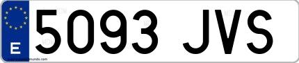 Ejemplo de matrícula española 5093 JVS