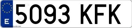Ejemplo de matrícula española 5093 KFK