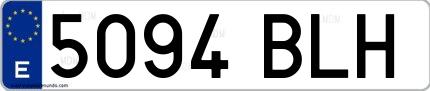 Ejemplo de matrícula española 5094 BLH