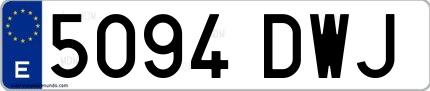 Ejemplo de matrícula española 5094 DWJ