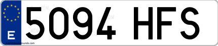 Ejemplo de matrícula de coche ordinaria 5094 HFS