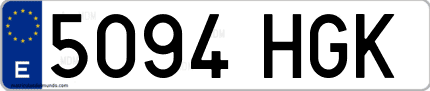 Ejemplo de matrícula de coche ordinaria 5094 HGK