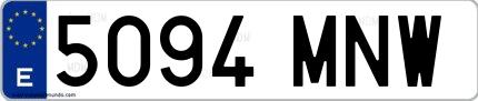 Ejemplo de matrícula española 5094 MNW