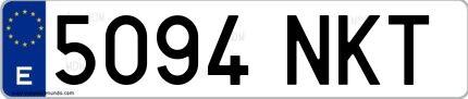 Ejemplo de matrícula española 5094 NKT