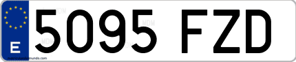 Ejemplo de matrícula de coche ordinaria 5095 FZD