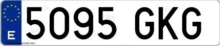 Ejemplo de matrícula española 5095 GKG