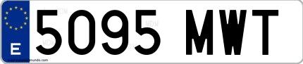 Ejemplo de matrícula española 5095 MWT