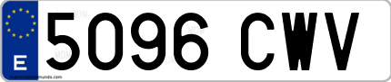 Ejemplo de matrícula de coche ordinaria 5096 CWV